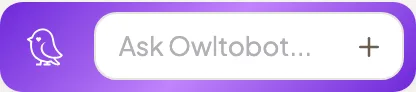 The Owltobot box at the bottom of the sidebar, with the owl icon, the Ask Owltobot field and the plus button for quick actions
